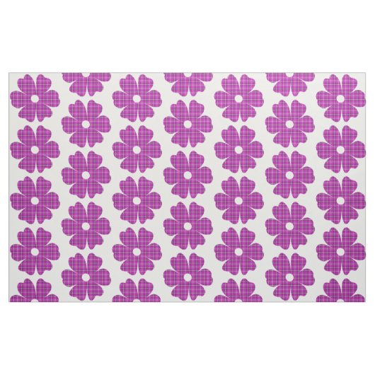 Tissu Fleur Forme Carreaux Rose Violet (Fat Quarter)