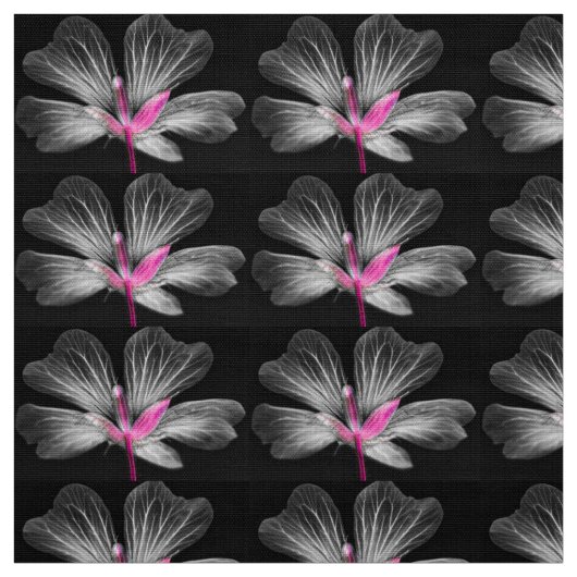Tissu Fleur grise et rose (Échantillon)