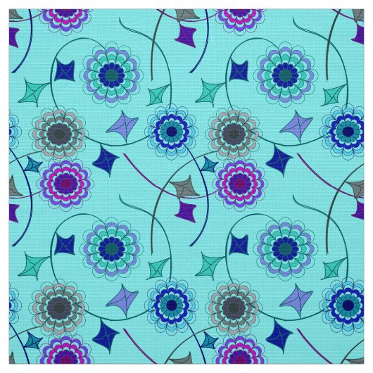 Tissu Fleur Ivy Blue Fabric moderne (Échantillon)