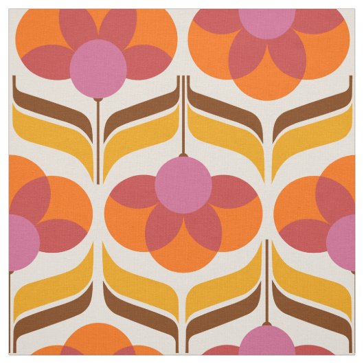 Tissu Fleur motif rétro (Échantillon)