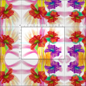 Tissu Fleur Orange Violet (Carreau)