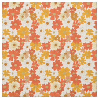 Tissu Fleur rétro orange botanique gras floral vintage 7