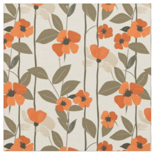 Tissu Fleur rétro orange botanique gras floral vintage 7