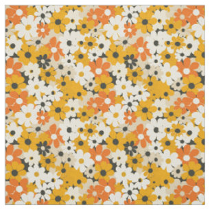 Tissu Fleur rétro orange botanique gras floral vintage 7