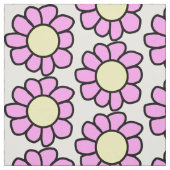 Tissu Fleur rose avec centre jaune (Échantillon)