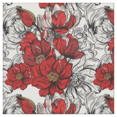Tissu Fleur Rose rouge et noire (Fermer)