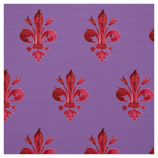 Tissu FLEUR ROUGE DE LIS DANS PURPLE Floral Patch (Échantillon)