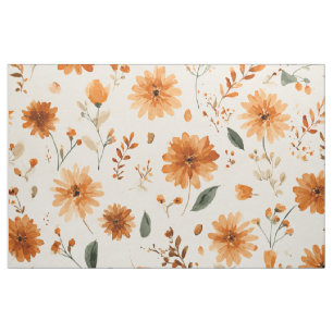 Tissu Fleur sauvage boho florale orange terracotta