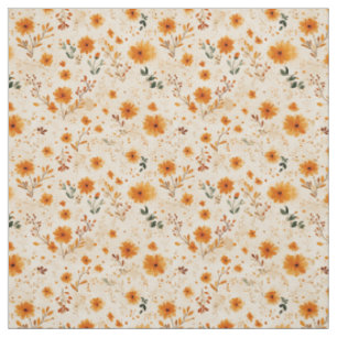 Tissu Fleur sauvage boho florale orange terracotta