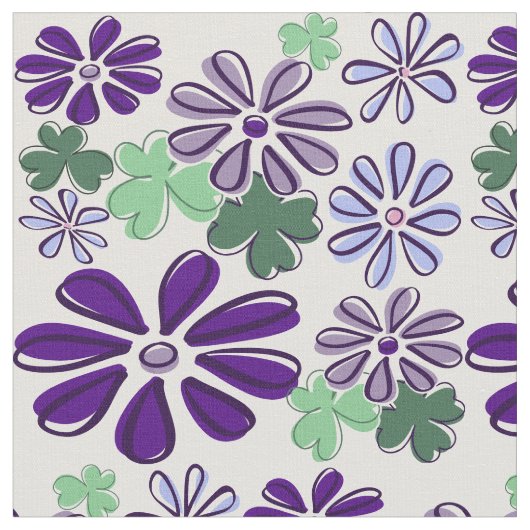 Tissu Fleur sauvage et Clover violet et vert (Fermer)