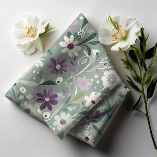 Tissu Fleur sauvage Floral Green Mauve ID1006