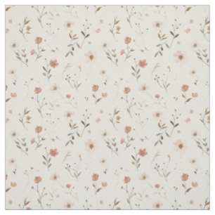 Tissu Fleur sauvage rose pâle vintage bohème 70s florale