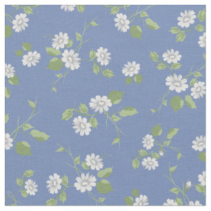 Tissu Fleur vintage Bleu marron