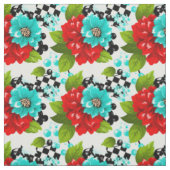 Tissu Fleurs à damier gras (Échantillon)