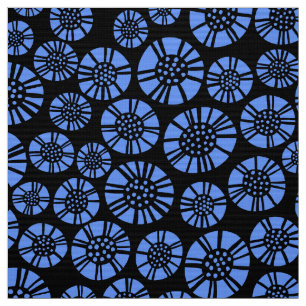 Tissu Fleurs Abstraites 031023 - Bleu bébé sur noir