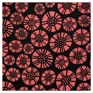 Tissu Fleurs Abstraites 031023 - Rose tropicale sur noir