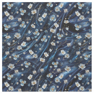 Tissu Fleurs abstraites blanches et dorées sur Simmery B