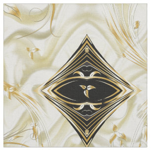 Tissu Fleurs Abstraites d'argent ou d'or sur - Silk & Ar