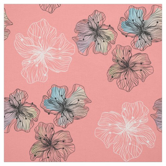 Tissu Fleurs alignées sans couture abstrait PA moderne (Échantillon)