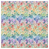 Tissu Fleurs arc-en-ciel rétro motif floral (Échantillon)