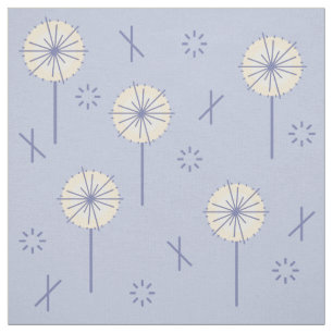 Tissu Fleurs atomiques rétro bleu jaune