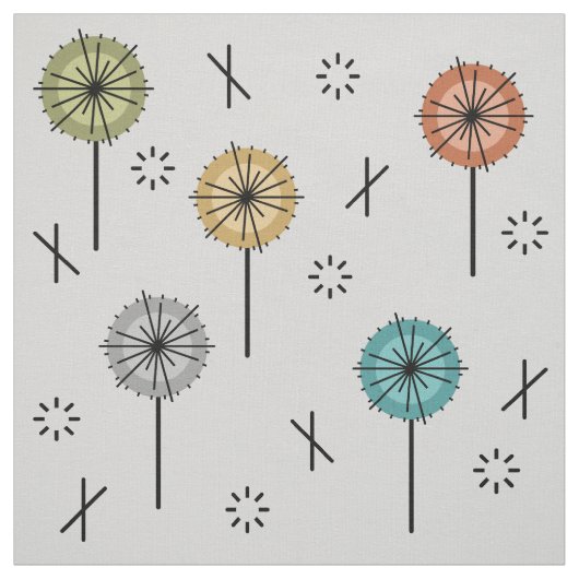 Tissu Fleurs atomiques rétro multicolores (Échantillon)