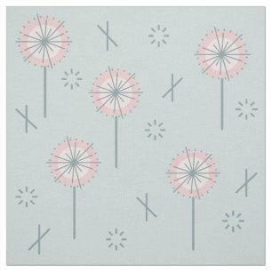 Tissu Fleurs atomiques rétro Rose vert