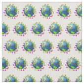 Tissu Fleurs autour de la Terre (Échantillon)