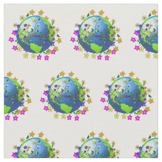 Tissu Fleurs autour de la Terre (Fermer)