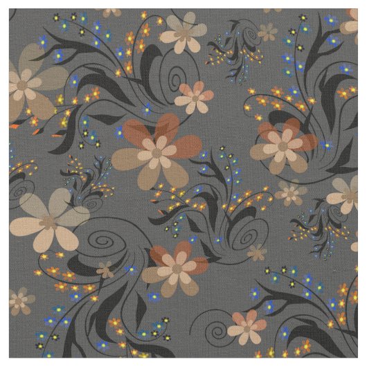 Tissu Fleurs beiges abstraites sans couture gris backgro (Fermer)