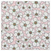 Tissu Fleurs blanches Boho sur fond rose (fermé)