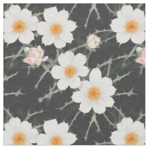 Tissu Fleurs blanches de pricks sur un arrière - plan so