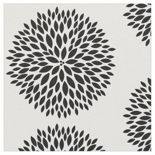 Tissu Fleurs blanches et noires (Fermer)