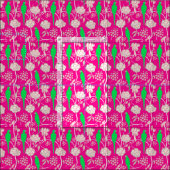 TISSU FLEURS BLANCHES ET PARROTS VERTS SUR ROSE (Carreau)