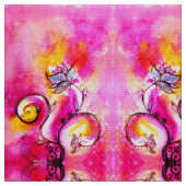 Tissu FLEURS BLANCHES rose fuchsia jaune (Fermer)