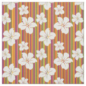 Tissu Fleurs blanches sur un arrière - plan rayé (Échantillon)