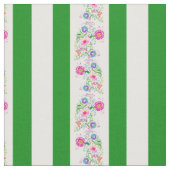 Tissu Fleurs blanches, vert herbe/folk/rayures/blanches (Fermer)
