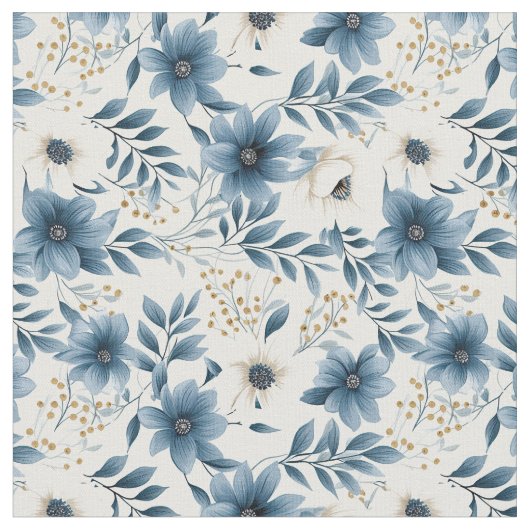 Tissu Fleurs bleues et beiges (Fermer)