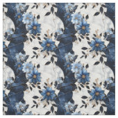Tissu Fleurs bleues sur marbre (Échantillon)