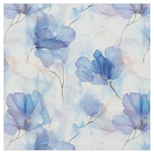 Tissu Fleurs bleues translucides (Fermer)