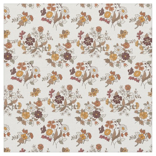 Tissu Fleurs Boho Retro Motif méditerranéen (Fermer)