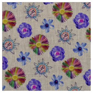 Tissu Fleurs colorées Boho Floral Nature Chic Fun Cool