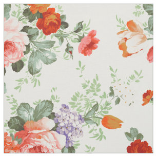 Tissu Fleurs colorées Motif Arrière - plan blanc