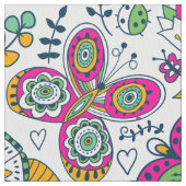 Tissu Fleurs colorées oiseaux & papillons motif (fermé)