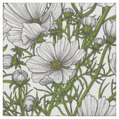 Tissu Fleurs cosmos blanches (Fermer)