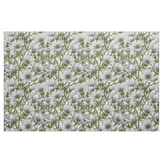 Tissu Fleurs cosmos blanches (Fat Quarter)
