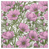Tissu Fleurs Cosmos roses (Échantillon)