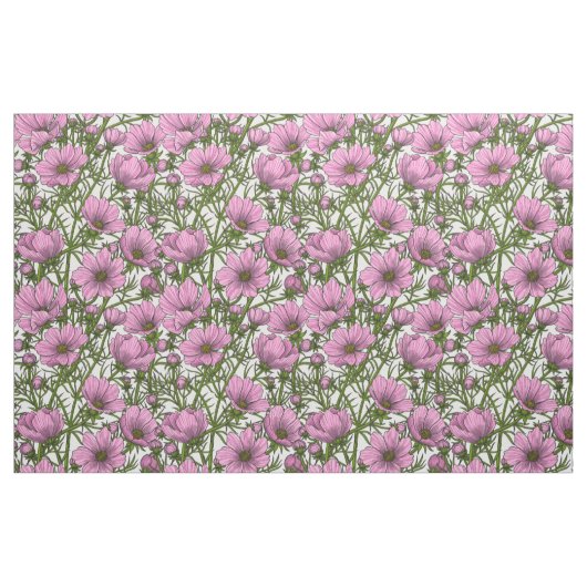Tissu Fleurs Cosmos roses (Fat Quarter)