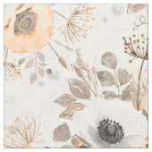 Tissu Fleurs d'anémone blanches et orange. (Détail)