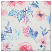 Tissu Fleurs d'aquarelle et feuilles 2 (Échantillon)